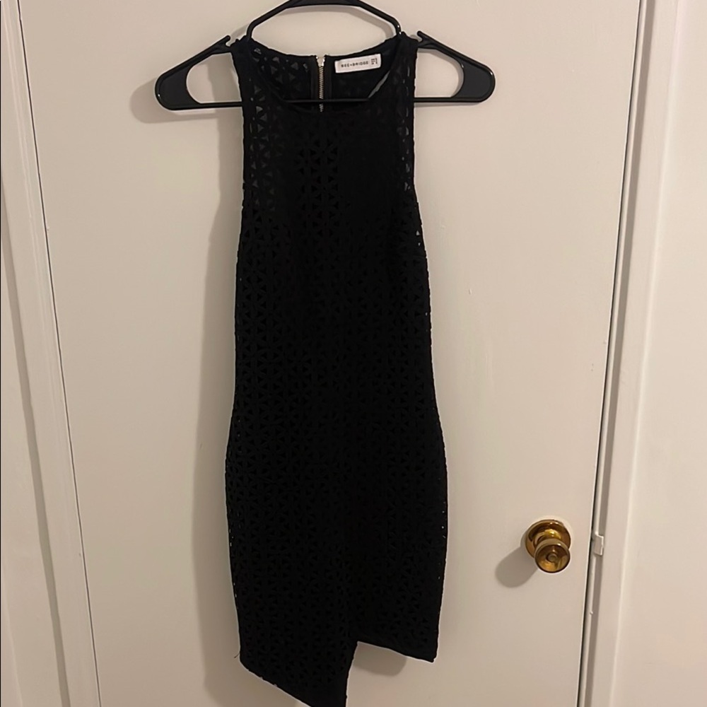 Bec & Bridge Black Asymmetrical Halter Sheath Dress